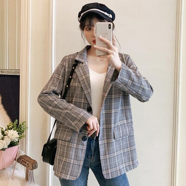 women's jackets jacket 2021 autumn slim fashion casual temperament loose plaid single breasted small suit women h00180, Black;brown
women's jackets jacket 2021 autumn slim fashion casual temperament loose plaid single breasted small suit women h00180, Black;brown