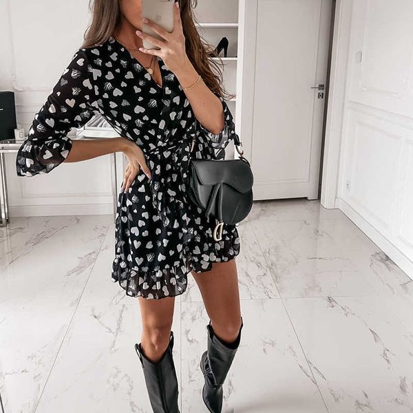 2021women v neck flare print 2021 spring casual three quarter sleeve office dress female a line ruffles party vestidos, Black;gray
2021women v neck flare print 2021 spring casual three quarter sleeve office dress female a line ruffles party vestidos, Black;gray