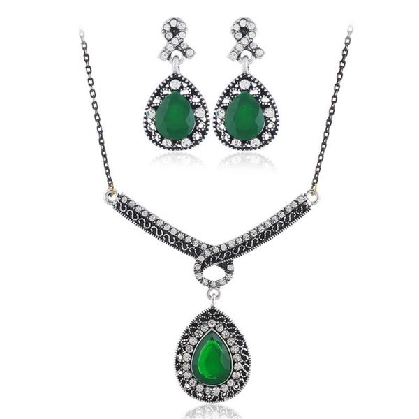 earrings & necklace crley rhinestone jewelry set vintage water drop red green black pendant wedding engagement european style, Silver
earrings & necklace crley rhinestone jewelry set vintage water drop red green black pendant wedding engagement european style, Silver