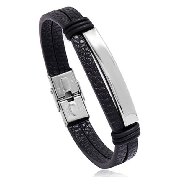charm bracelets european and american trend punk style stainless steel smooth leather dracelet simple versatile male female student, Golden;silver
charm bracelets european and american trend punk style stainless steel smooth leather dracelet simple versatile male female student, Golden;silver