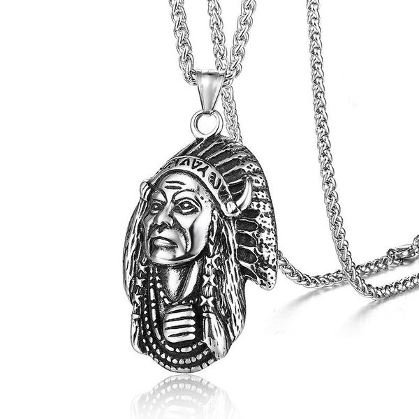 pendant necklaces necklace for men tribal chief titanium steel stainless casting jewelry wholesale, Silver
pendant necklaces necklace for men tribal chief titanium steel stainless casting jewelry wholesale, Silver