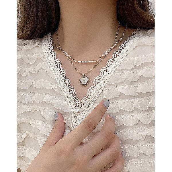 pendant necklaces white heart-shaped inlaid choker golden chain pearl beads stacked for women girls 2021 trend party gift, Silver
pendant necklaces white heart-shaped inlaid choker golden chain pearl beads stacked for women girls 2021 trend party gift, Silver