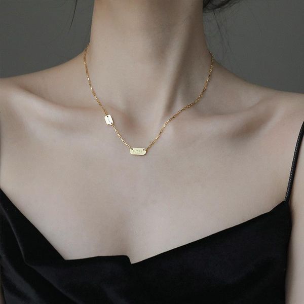 1pc s925 silver fashion lucky letters pendant necklace simple gold clavicle chain necklace for women jewelry party gifts
1pc s925 silver fashion lucky letters pendant necklace simple gold clavicle chain necklace for women jewelry party gifts