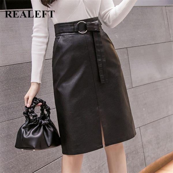realeft new autumn winter black pu leather women midi skirts with belt high waist chic front split sheath wrap skirt pocket 210310
realeft new autumn winter black pu leather women midi skirts with belt high waist chic front split sheath wrap skirt pocket 210310
