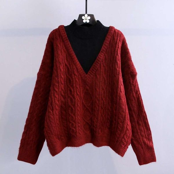fake two high necked sweaters for women's loose clothing autumn winter new twist knitwear and bottom coat, White;black
fake two high necked sweaters for women's loose clothing autumn winter new twist knitwear and bottom coat, White;black