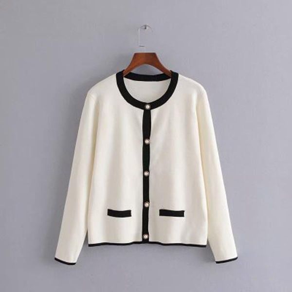 women's sweaters 2021 spring knit cardigan sweater o-neck pearl single breasted black and white fashiong slim ladies, White;black
women's sweaters 2021 spring knit cardigan sweater o-neck pearl single breasted black and white fashiong slim ladies, White;black