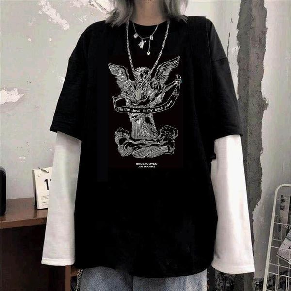 women's t-shirt nicemix autumn harajuku angel letter stripe patchwork women o-neck long sleeve casual loose female t shirt tee top, White
women's t-shirt nicemix autumn harajuku angel letter stripe patchwork women o-neck long sleeve casual loose female t shirt tee top, White
