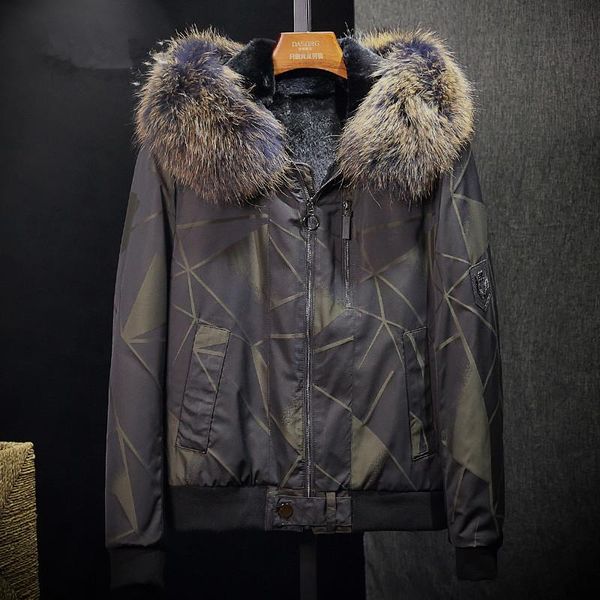 men's leather & faux real fur parka men winter coat natural liner warm jacket raccoon collar hooded parkas hombre 2021 51016, Black
men's leather & faux real fur parka men winter coat natural liner warm jacket raccoon collar hooded parkas hombre 2021 51016, Black