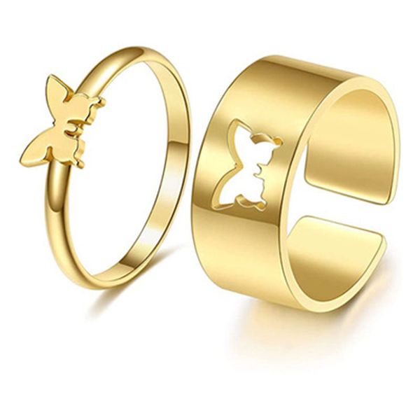 punk 2pc/set butterfly heart opening rings for women gold stainless steel couple ring friendship jewelry, Slivery;golden
punk 2pc/set butterfly heart opening rings for women gold stainless steel couple ring friendship jewelry, Slivery;golden