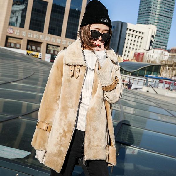 women's fur & faux real sheep shearling winter coat women korean natural wool jacket for womens clothing manteau femme yy843, Black
women's fur & faux real sheep shearling winter coat women korean natural wool jacket for womens clothing manteau femme yy843, Black