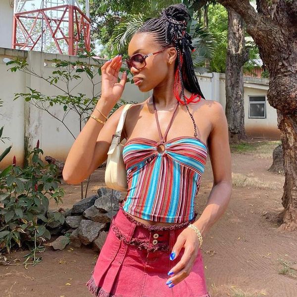 women's tanks & camis zovsv striped sleeveless halter summer casual backless crochet cropped tees y2k fashion streetwear, White
women's tanks & camis zovsv striped sleeveless halter summer casual backless crochet cropped tees y2k fashion streetwear, White