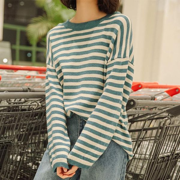 women's sweaters 2021 spring autumn striped sweater loose o-neck pullover knitted casual student style comfort, White;black
women's sweaters 2021 spring autumn striped sweater loose o-neck pullover knitted casual student style comfort, White;black