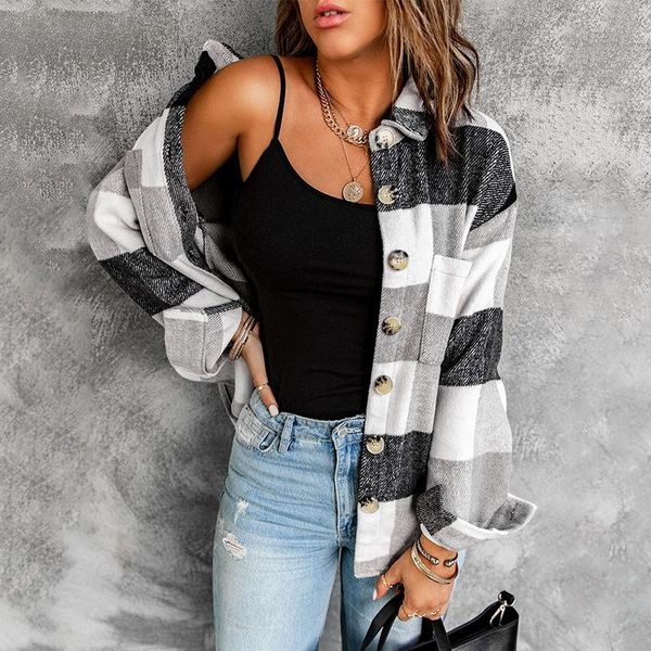 women's jackets plaid shirt women autumn and winter 2021 button up pocket casual coat, Black;brown
women's jackets plaid shirt women autumn and winter 2021 button up pocket casual coat, Black;brown