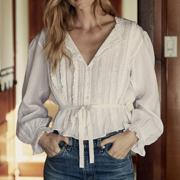 women's knits & tees women lace stitching white blouse lady 2021 spring ruffles trim waist lace-up sweet retro pleated shirt and t
women's knits & tees women lace stitching white blouse lady 2021 spring ruffles trim waist lace-up sweet retro pleated shirt and t
