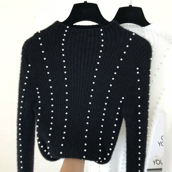 female frizzy artificial mink sweater fine women's knitted shirt all-match basic black white jumpers elss, White;black
female frizzy artificial mink sweater fine women's knitted shirt all-match basic black white jumpers elss, White;black