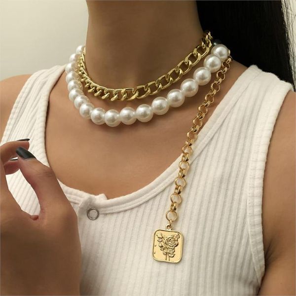 chains 2pcs/set exaggerated imitation pearl chain necklace women punk vintage big chunky thick beaded link necklaces neck accessories, Silver
chains 2pcs/set exaggerated imitation pearl chain necklace women punk vintage big chunky thick beaded link necklaces neck accessories, Silver
