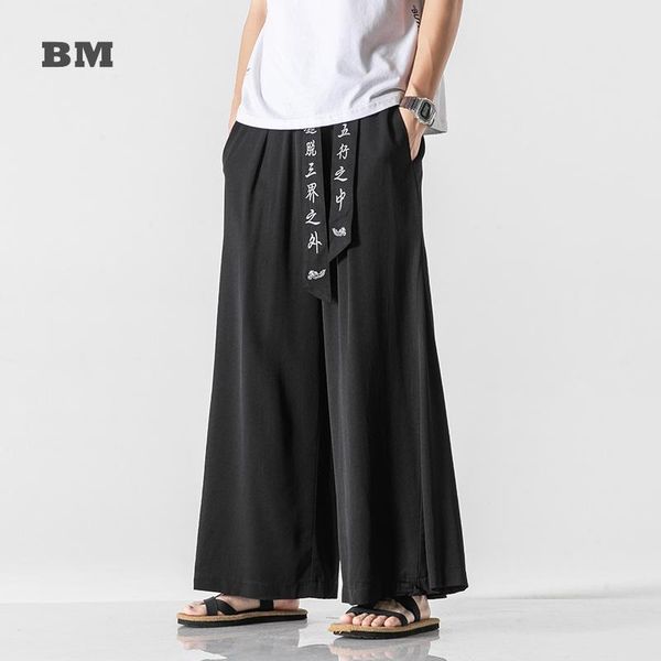 men's pants chinese style summer thin ice silk embroidery casual wide loose plus size hakama harajuku oversized trousers men clothing, Black
men's pants chinese style summer thin ice silk embroidery casual wide loose plus size hakama harajuku oversized trousers men clothing, Black