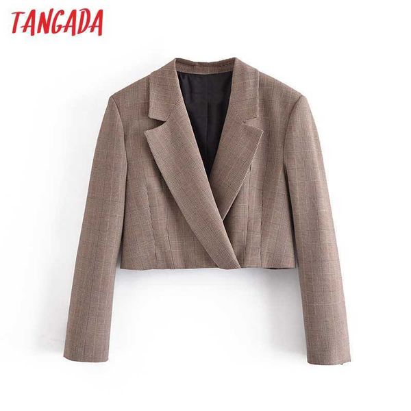 tangada women plaid crop blazer coat vintage notched collar pocket fashion female casual chic 3h209 210609, White;black
tangada women plaid crop blazer coat vintage notched collar pocket fashion female casual chic 3h209 210609, White;black