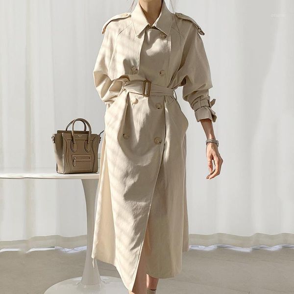 women's trench coats overcoat women korean chic french elegant lapel double row buckle strap waist over knee long sleeve work clothes w, Tan;black
women's trench coats overcoat women korean chic french elegant lapel double row buckle strap waist over knee long sleeve work clothes w, Tan;black