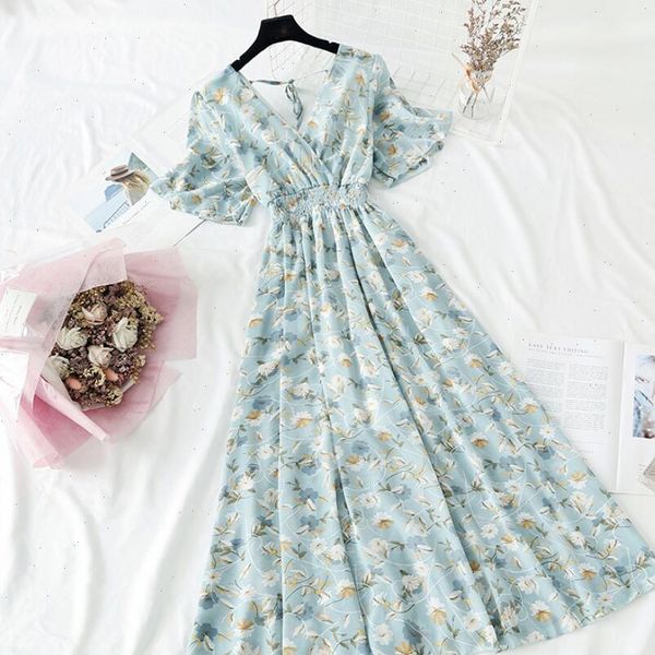 2021 summer women ruffled short sleeved chiffon dress v neck high waist floral print beach midi dresses backless vestidos, Black;gray
2021 summer women ruffled short sleeved chiffon dress v neck high waist floral print beach midi dresses backless vestidos, Black;gray