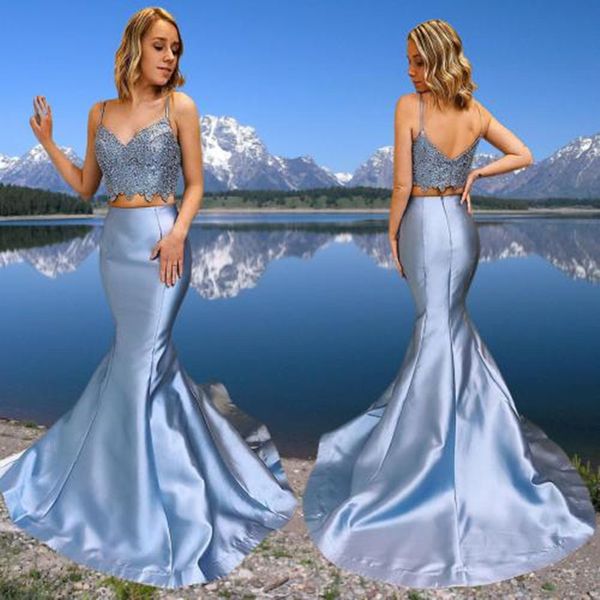 2022 mermaid two pieces evening dresses spaghetti straps v neck lace prom dress sweep train taffeta backless formal gowns, Black;red
2022 mermaid two pieces evening dresses spaghetti straps v neck lace prom dress sweep train taffeta backless formal gowns, Black;red