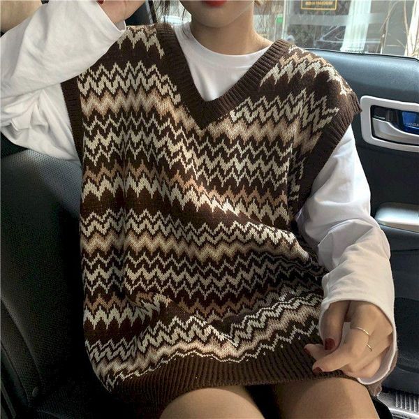 women's vests loose striped sleeveless v-neck sweater vest spring female student korean style outer wear hedging fall 2021 women clothi, Black;white
women's vests loose striped sleeveless v-neck sweater vest spring female student korean style outer wear hedging fall 2021 women clothi, Black;white