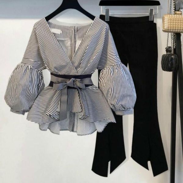 women's pants & capris 2021 fashion lantern sleeve shirt women casual korean summer bowknot v-neck striped elegant ladies clothing, Black;white
women's pants & capris 2021 fashion lantern sleeve shirt women casual korean summer bowknot v-neck striped elegant ladies clothing, Black;white