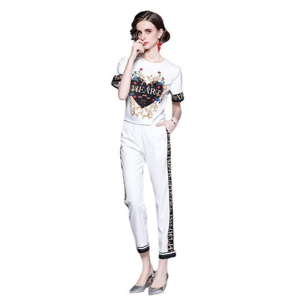 women's two piece pants 2021 summer tracksuit women 2 set print o-neck short sleeve t-shirt and suits fashion casual streetwear clothin, White
women's two piece pants 2021 summer tracksuit women 2 set print o-neck short sleeve t-shirt and suits fashion casual streetwear clothin, White