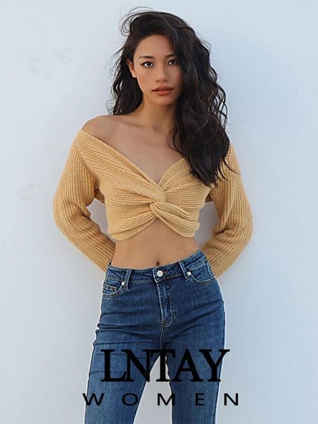 women's sweaters lntay women fashion strapless cross knotted knitted slim sweater vintage party wear long sleeve female pullovers chic, White;black
women's sweaters lntay women fashion strapless cross knotted knitted slim sweater vintage party wear long sleeve female pullovers chic, White;black