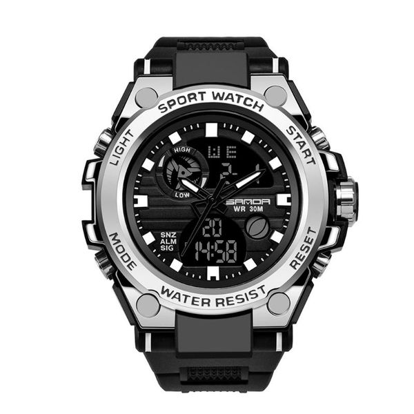 wristwatches men sport watch dual display analog digital led electronic wrist watches sports chronograph quartz, Slivery;brown
wristwatches men sport watch dual display analog digital led electronic wrist watches sports chronograph quartz, Slivery;brown