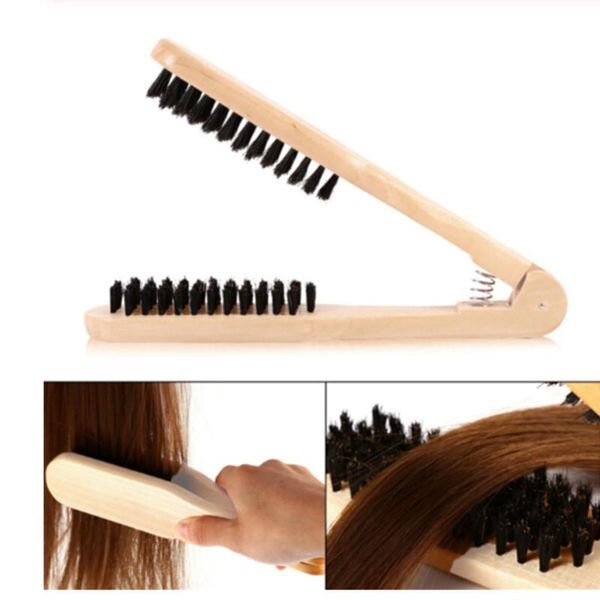 hair brushes professional double hairdressing comb v type straight brush wooden handle anti-static styling tools, Silver
hair brushes professional double hairdressing comb v type straight brush wooden handle anti-static styling tools, Silver