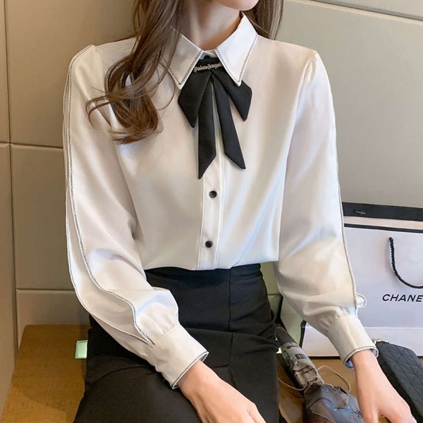 2021 spring new chiffon women's bow sense small temperament show thin long sleeve shirt, White
2021 spring new chiffon women's bow sense small temperament show thin long sleeve shirt, White