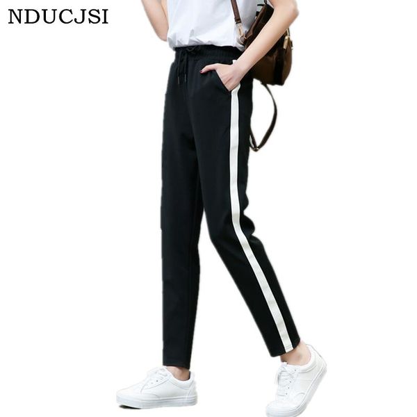 nducjsi spring and autumn student ankle-length pants female side white black fitness trousers loose casual harajuku, Black;white
nducjsi spring and autumn student ankle-length pants female side white black fitness trousers loose casual harajuku, Black;white