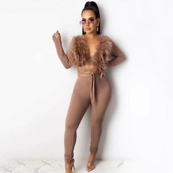 women's two piece pants women bandage sets feathers trouser set long pant party club suits, White
women's two piece pants women bandage sets feathers trouser set long pant party club suits, White