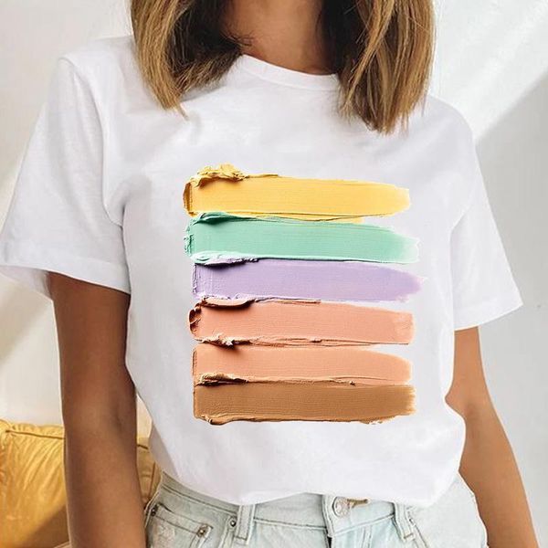 women's t-shirt women make up striped beauty casual female short sleeve cartoon clothes print cute ladies tees tshirt graphic, White
women's t-shirt women make up striped beauty casual female short sleeve cartoon clothes print cute ladies tees tshirt graphic, White