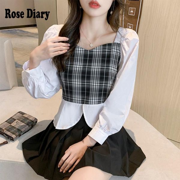 women's blouses & shirts rosediary women plaid shirt female autumn loose long-sleeved stitching fake two-piece blouse turn-down collar, White
women's blouses & shirts rosediary women plaid shirt female autumn loose long-sleeved stitching fake two-piece blouse turn-down collar, White