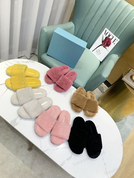 polali indoor fur slippers 2021 warm platform shoes woman slip on soft flats casual floor slipper women home slipperss, Black