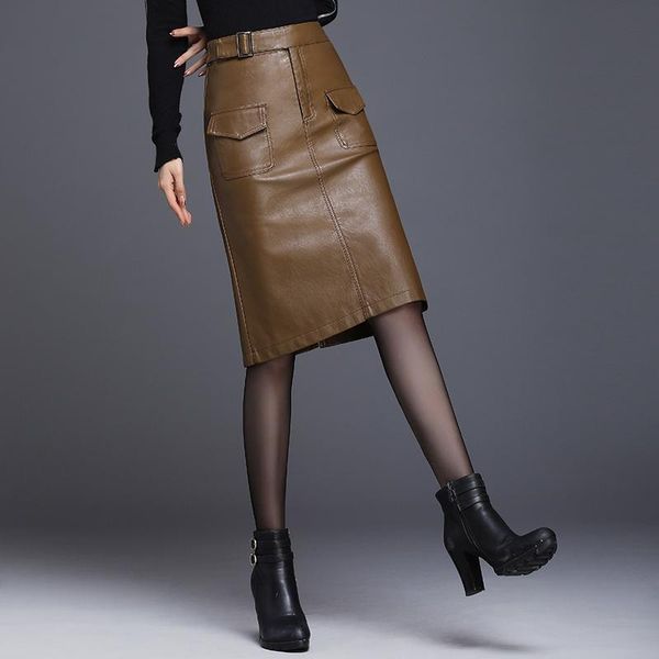 skirts 2021 autumn and winter pocket leather skirt mid-length pu simple women clothes casual slim empire pencil button l51, Black
skirts 2021 autumn and winter pocket leather skirt mid-length pu simple women clothes casual slim empire pencil button l51, Black