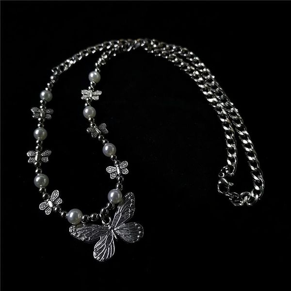chains vintage fashion statement butterfly pendant necklace for women pearl chain choker jewelry punk goth gothic accessories, Silver
chains vintage fashion statement butterfly pendant necklace for women pearl chain choker jewelry punk goth gothic accessories, Silver