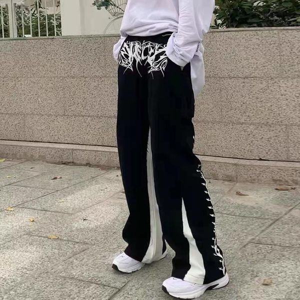 men's pants retro color block straight casual cargo mens streetwear harajuku vibe oversize loose trousers hip hop couple overalls, Black
men's pants retro color block straight casual cargo mens streetwear harajuku vibe oversize loose trousers hip hop couple overalls, Black