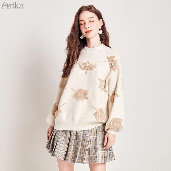women's sweaters artka 2021 winter women sweater elegant handmade beads knitted o-neck pullover lantern sleeve yb11796d1, White;black
women's sweaters artka 2021 winter women sweater elegant handmade beads knitted o-neck pullover lantern sleeve yb11796d1, White;black