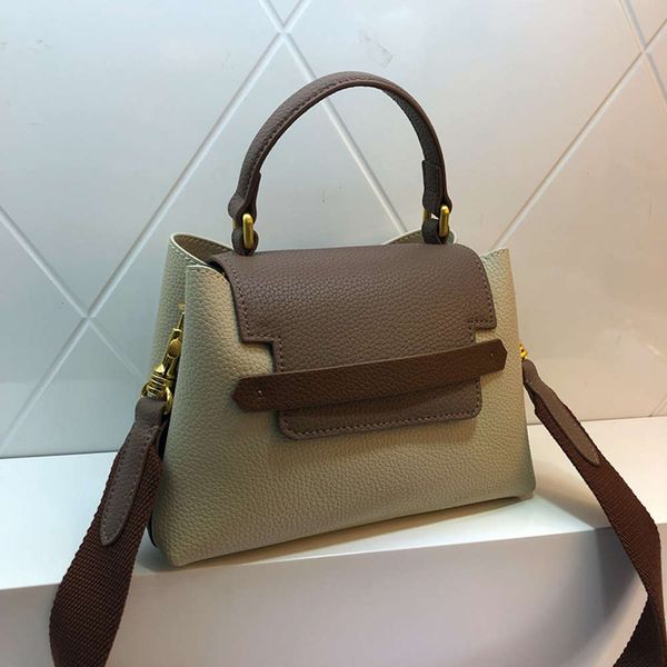 new women's double side wide strap catfish bucket cowhide single shoulder slant span handbag leisure bag