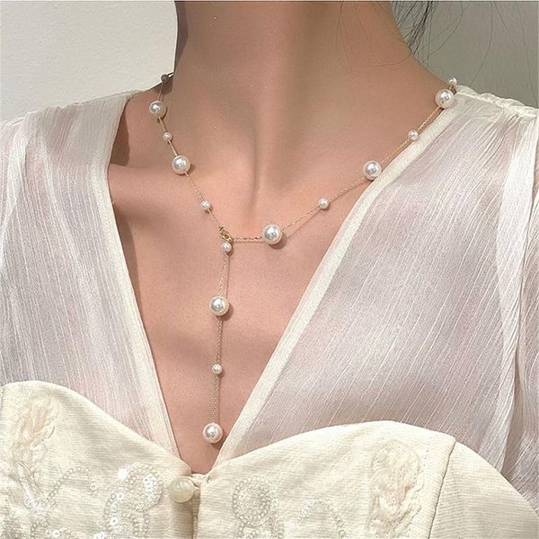 chains 2021 korean elegant pearl beads necklace for women girls fashion tassel wedding chain party aesthetic jewelry gifts, Silver
chains 2021 korean elegant pearl beads necklace for women girls fashion tassel wedding chain party aesthetic jewelry gifts, Silver