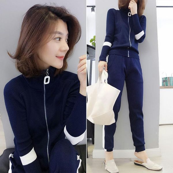 women's two piece pants sweater sets for woman knitting tracksuits turtleneck zipper jacket coat pocket pencil set autumn winter, White
women's two piece pants sweater sets for woman knitting tracksuits turtleneck zipper jacket coat pocket pencil set autumn winter, White