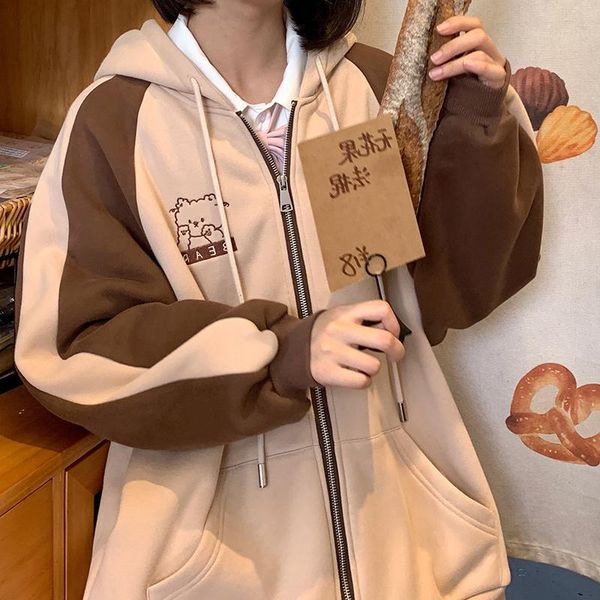 women's hoodies & sweatshirts autumn winter college japanese girl kawaii cute bear embroidery student korean fashion loose stitching zi, Black
women's hoodies & sweatshirts autumn winter college japanese girl kawaii cute bear embroidery student korean fashion loose stitching zi, Black