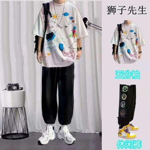 men's tracksuits t-shirt+trousers 2-piece suit summer breathable casual t-shirt street hip hop fashion printed wear 2021, Gray
men's tracksuits t-shirt+trousers 2-piece suit summer breathable casual t-shirt street hip hop fashion printed wear 2021, Gray