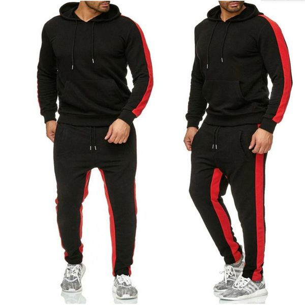men's tracksuits fashion sports suit color matching hooded sweater striped desperately slim pants spring and autumn casual clothing, Gray
men's tracksuits fashion sports suit color matching hooded sweater striped desperately slim pants spring and autumn casual clothing, Gray