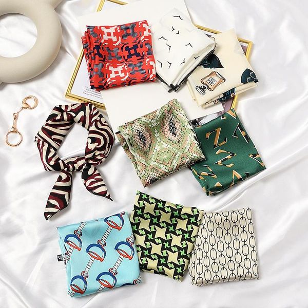 scarves 50cm chic silk scarf women small soft square decorate headband multicolor stripe chain print kerchief neck tie wrap girls, Blue;gray
scarves 50cm chic silk scarf women small soft square decorate headband multicolor stripe chain print kerchief neck tie wrap girls, Blue;gray