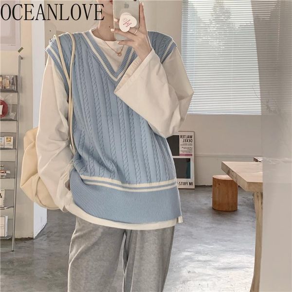 women's vests oceanlove blue mujer sueteres preppy style autumn v neck casual pull femme 2021 ins striped winter woman sweaters 19248, Black;white
women's vests oceanlove blue mujer sueteres preppy style autumn v neck casual pull femme 2021 ins striped winter woman sweaters 19248, Black;white