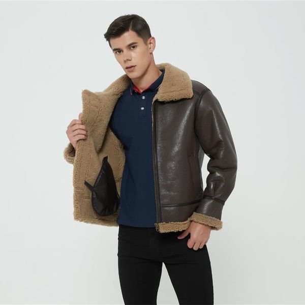 men's leather & faux dark brown 2021 military style b3 bomber genuine shearling jacket plus size 6xl real natural sheepskin russian win, Black
men's leather & faux dark brown 2021 military style b3 bomber genuine shearling jacket plus size 6xl real natural sheepskin russian win, Black